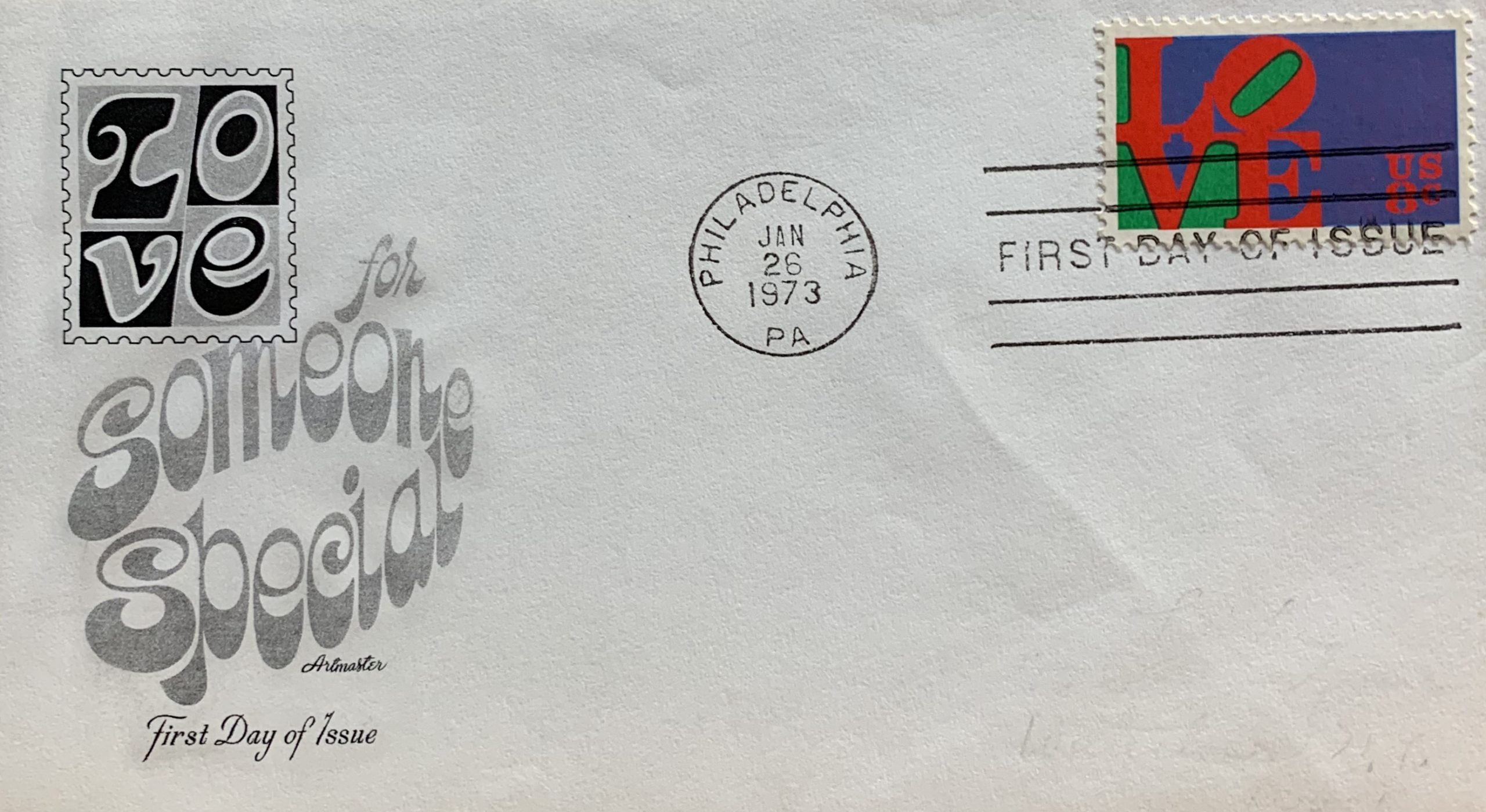 LOVE STAMP FIRST DAY COVER. 1973