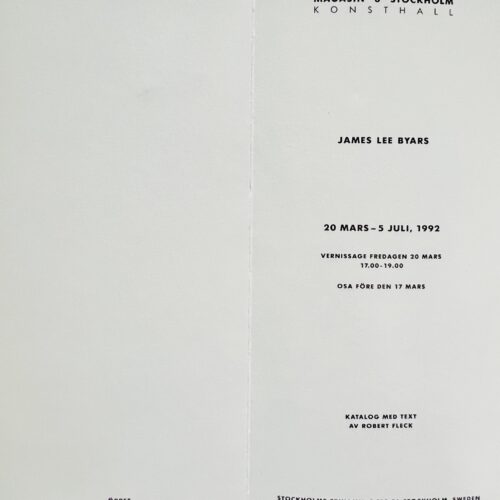 JAMES LEE BYARS. 1992.