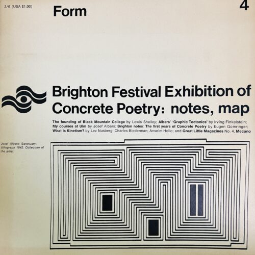 FORM 4. BRIGHTON FESTIVAL EXHIBITION OF CONCRETE POETRY: NOTEES, MAP.  1967.