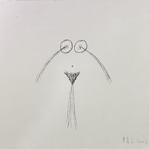 UNTITLED (PISSING WOMAN FACE). 2007. UNIQUE SIGNED DRAWING.