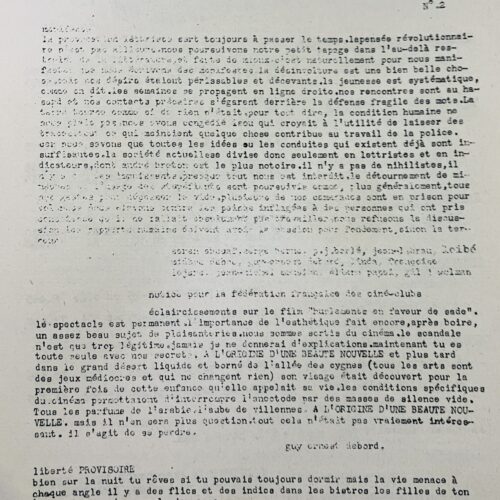 INTERNATIONALE LETTRISTE N°2. 1953. WITH ADDITIONAL RARELY FOUND "EXTRA" SHEET.