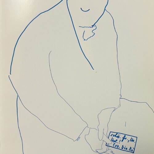 DIETER ROTH. 1973. WITH ORIGINAL SIGNED INK & FELT TIP SELF-PORTRAIT DRAWING BY ROTH.
