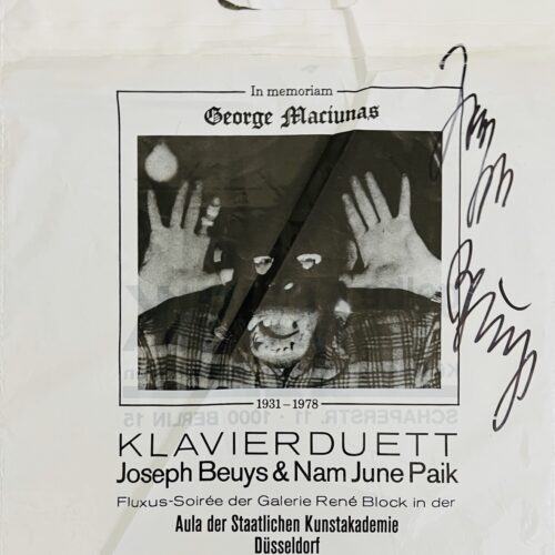 IN MEMORIAM GEORGE MACIUNAS. KLAVIERDUETT. 7.7.1978. 1978. IN UBER RARE ORIGINAL PLASTIC BAG SIGNED BY BEUYS.