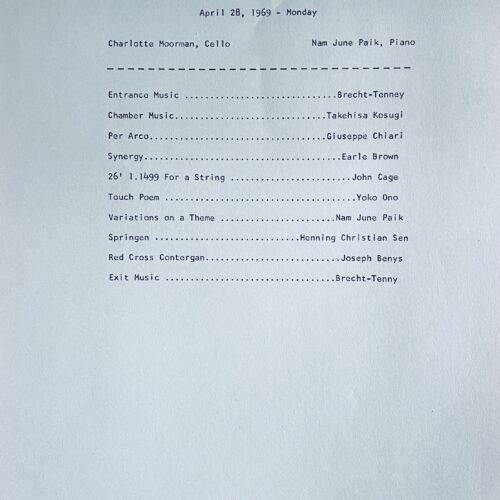 PERFORMANCE PROGRAMME AT OHIO STATE UNIVERSITY, APRIL 28 1969. 1969.
